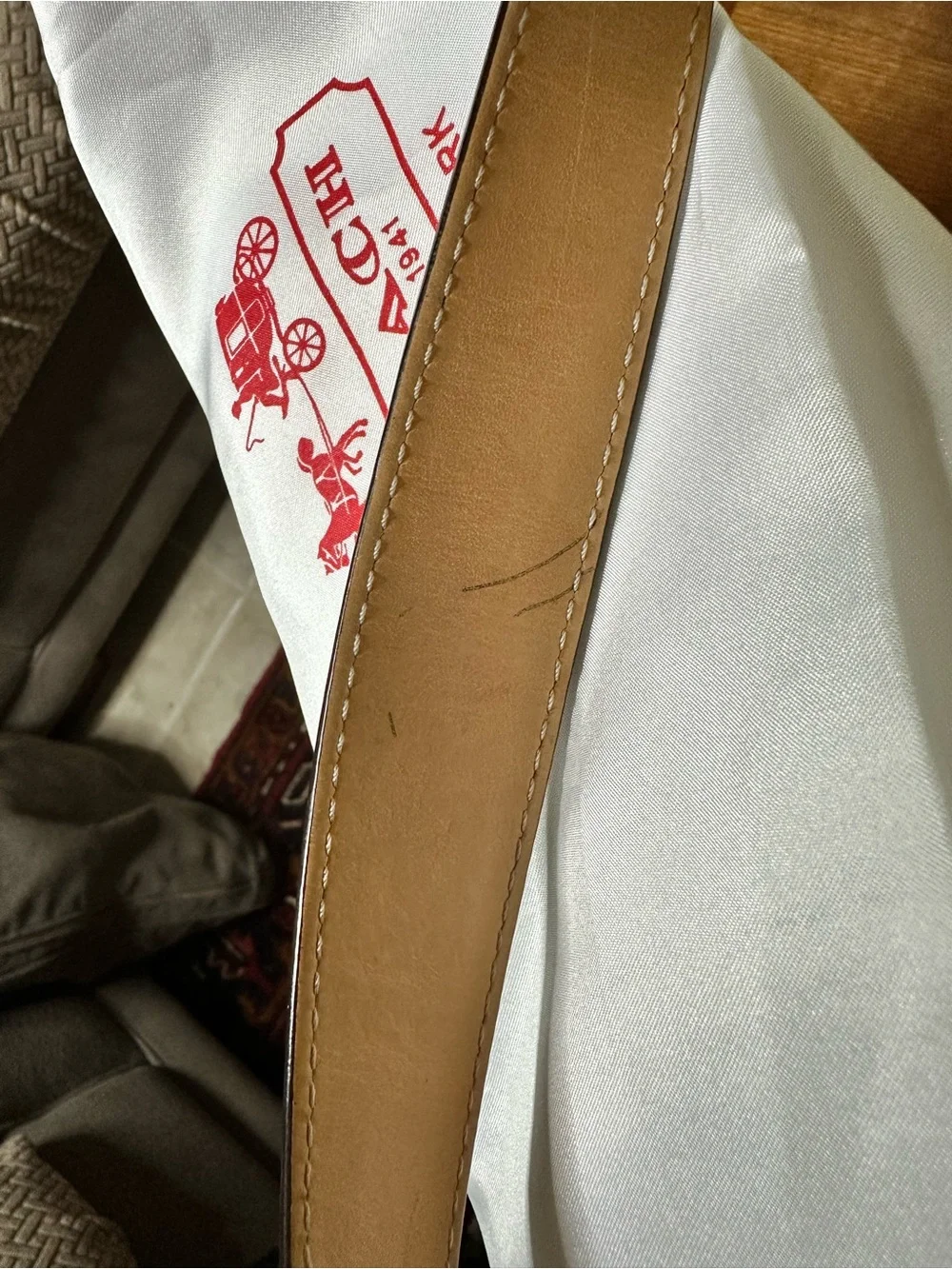 Coach Brown Khaki Signature Canvas Shoulder Bag with White Trim